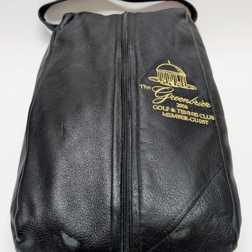 Vintage The Greenbrier Golf & Tennis Leather Carrier Shoe Bag 2006 Member Guest